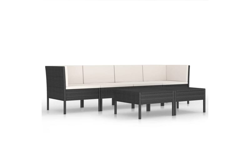 loungesæt til haven 6 dele med hynder polyrattan sort - Sort - Havemøbler - Loungemøbler - Loungesæt
