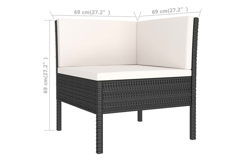 loungesæt til haven 6 dele med hynder polyrattan sort - Sort - Havemøbler - Loungemøbler - Loungesæt