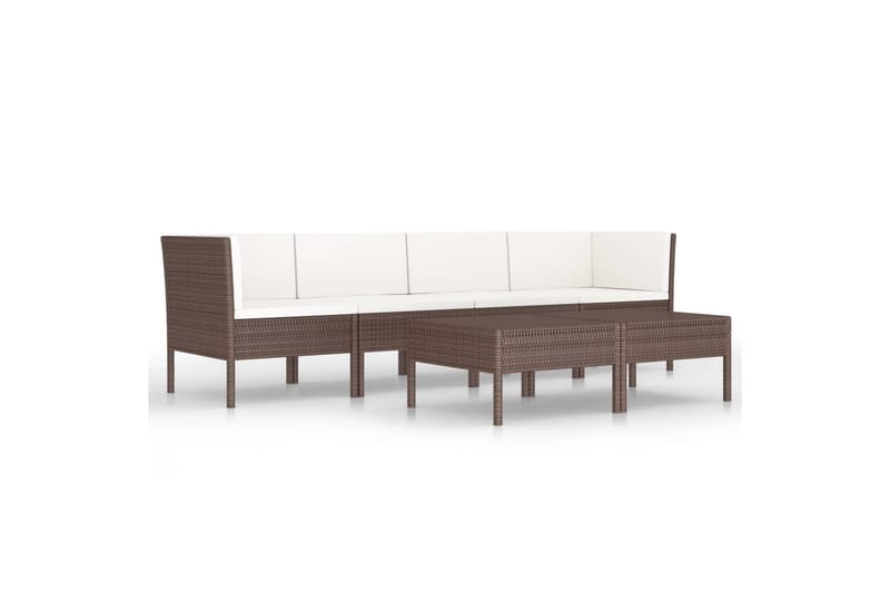 loungesæt til haven 6 dele med hynder polyrattan brun - Brun - Havemøbler - Loungemøbler - Loungesæt