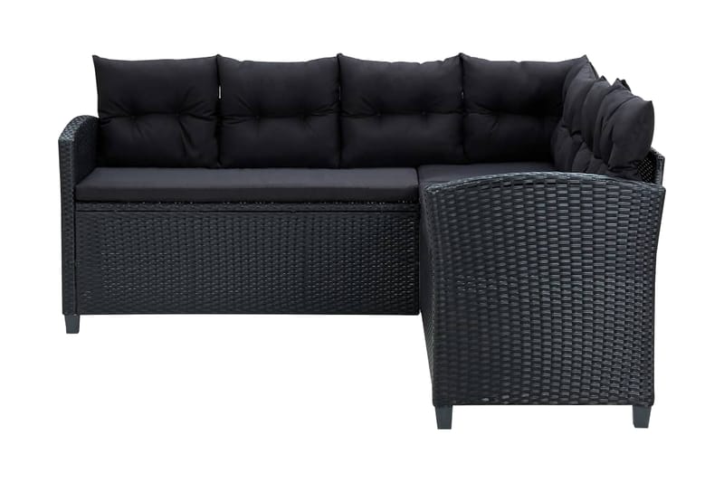 loungesæt til haven 6 dele med hynder polyrattan sort - Sort - Havemøbler - Loungemøbler - Loungesæt