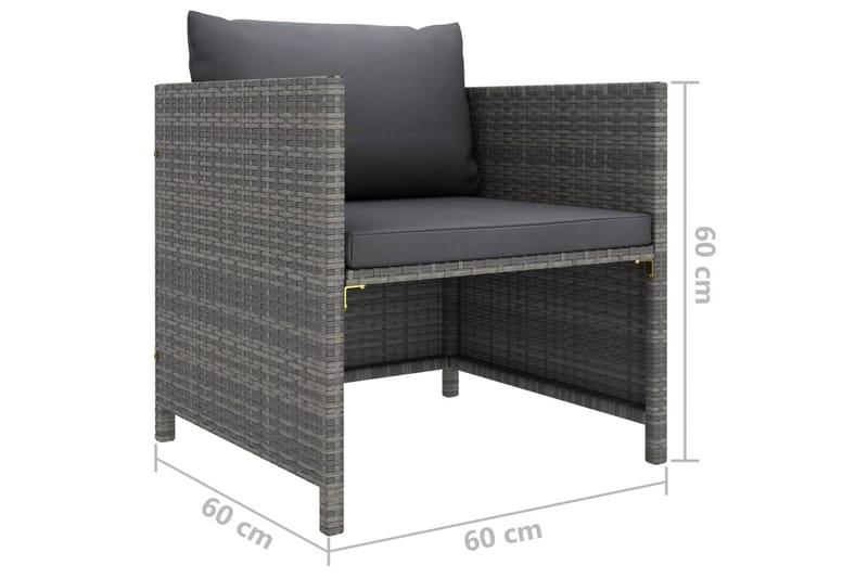 loungesæt til haven 6 dele med hynder polyrattan grå - Grå - Havemøbler - Loungemøbler - Loungesæt