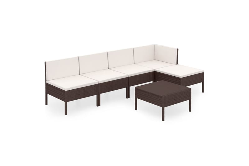 loungesæt til haven 6 dele med hynder polyrattan brun - Brun - Havemøbler - Loungemøbler - Loungesæt