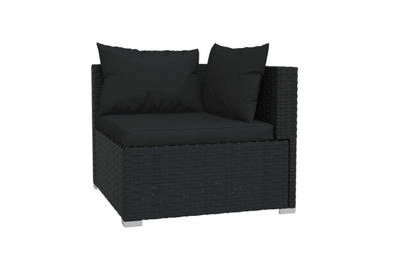 loungesæt til haven 6 dele med hynder polyrattan sort - Sort - Altanmøbler - Sofagrupper udendørs - Loungesæt