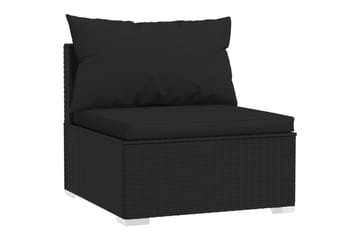 loungesæt til haven 6 dele med hynder polyrattan sort - Sort - Havemøbler - Loungemøbler - Loungesæt
