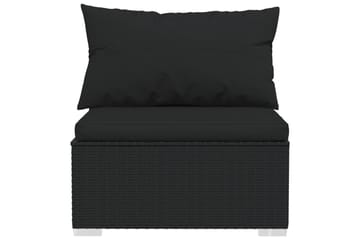 loungesæt til haven 6 dele med hynder polyrattan sort - Sort - Havemøbler - Loungemøbler - Loungesæt