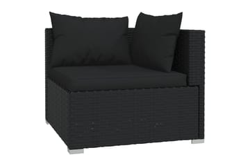 loungesæt til haven 6 dele med hynder polyrattan sort - Sort - Havemøbler - Loungemøbler - Loungesæt