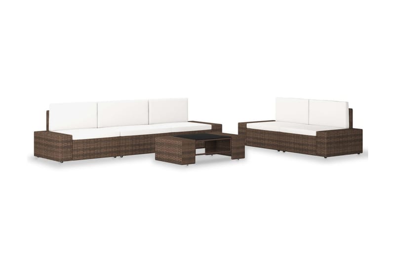 Loungesæt Til Haven 6 Dele Polyrattan Brun - Brun - Havemøbler - Loungemøbler - Loungesæt