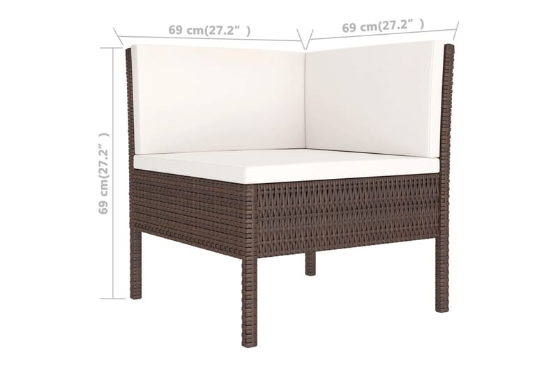 loungesæt til haven 7 dele med hynder polyrattan brun - Brun - Havemøbler - Loungemøbler - Loungesæt