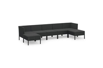 loungesæt til haven 7 dele med hynder polyrattan sort - Sort - Havemøbler - Loungemøbler - Loungesæt