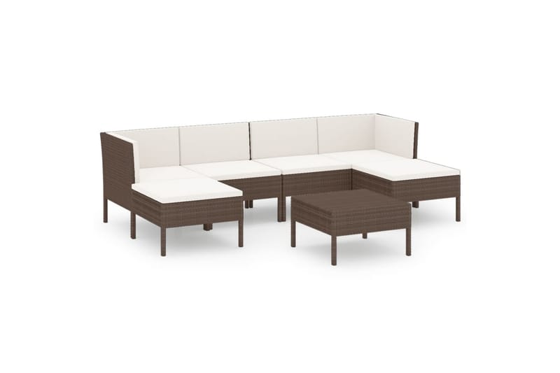 loungesæt til haven 7 dele med hynder polyrattan brun - Brun - Havemøbler - Loungemøbler - Loungesæt