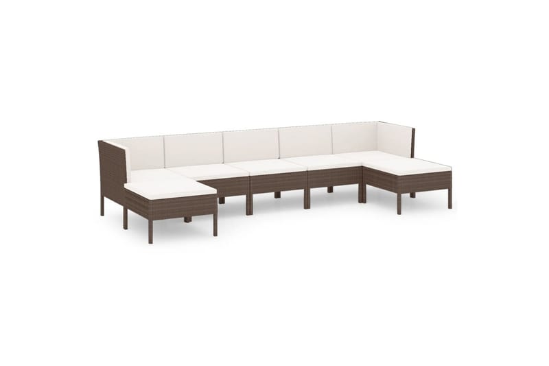 loungesæt til haven 7 dele med hynder polyrattan brun - Brun - Havemøbler - Loungemøbler - Loungesæt