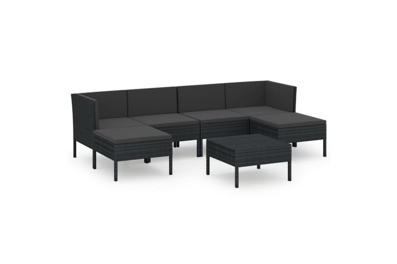 loungesæt til haven 7 dele med hynder polyrattan sort - Sort - Havemøbler - Loungemøbler - Loungesæt