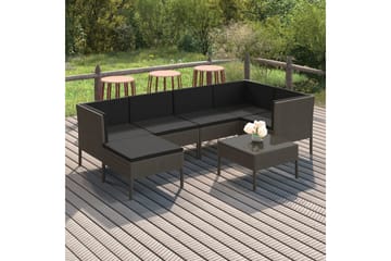 loungesæt til haven 7 dele med hynder polyrattan grå - Grå - Havemøbler - Loungemøbler - Loungesæt