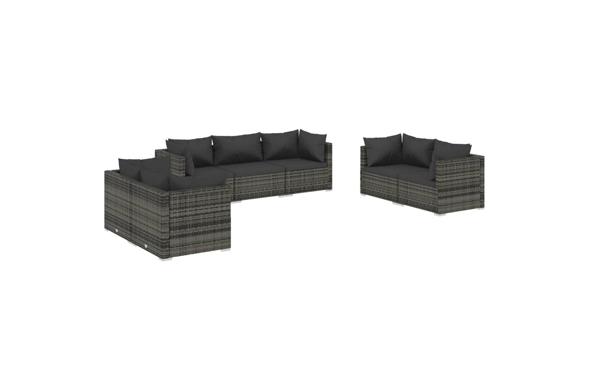loungesæt til haven 7 dele med hynder polyrattan grå - Grå - Havemøbler - Loungemøbler - Loungesæt