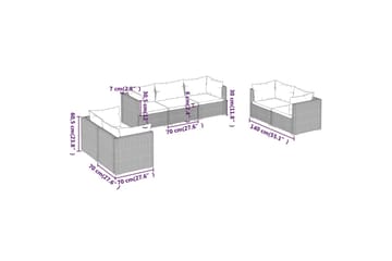 loungesæt til haven 7 dele med hynder polyrattan grå - Grå - Havemøbler - Loungemøbler - Loungesæt