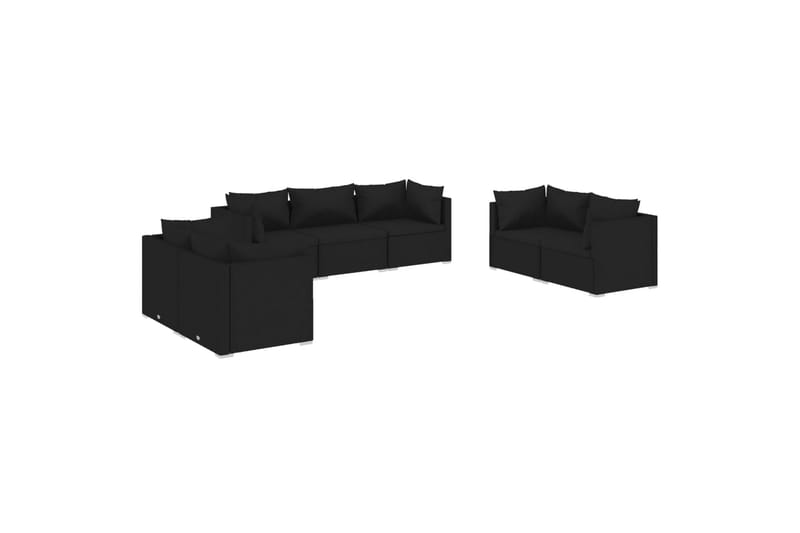 loungesæt til haven 7 dele med hynder polyrattan sort - Sort - Havemøbler - Loungemøbler - Loungesæt
