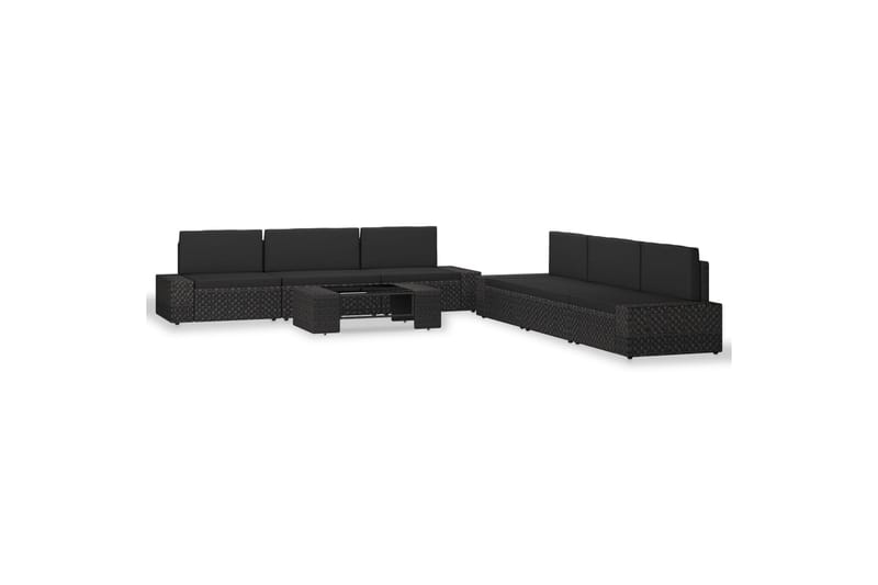 Loungesæt Til Haven 7 Dele Polyrattan Sort - Sort - Havemøbler - Loungemøbler - Loungesæt