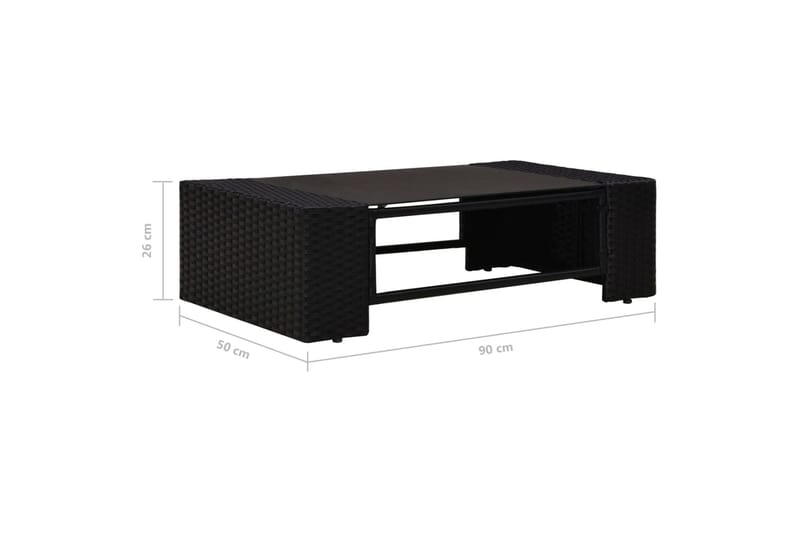 loungesæt til haven 8 dele med hynder polyrattan sort - Sort - Havemøbler - Loungemøbler - Loungesæt