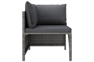 loungesæt til haven 8 dele med hynder polyrattan grå - Grå - Havemøbler - Loungemøbler - Loungesæt