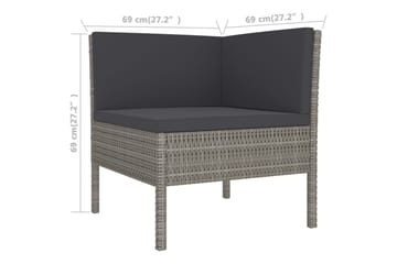 loungesæt til haven 8 dele med hynder polyrattan grå - Grå - Havemøbler - Loungemøbler - Loungesæt
