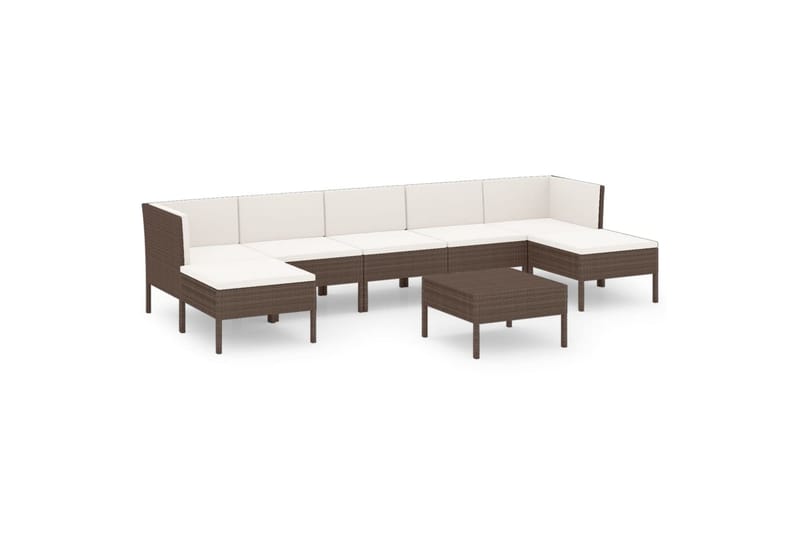 loungesæt til haven 8 dele med hynder polyrattan brun - Brun - Havemøbler - Loungemøbler - Loungesæt