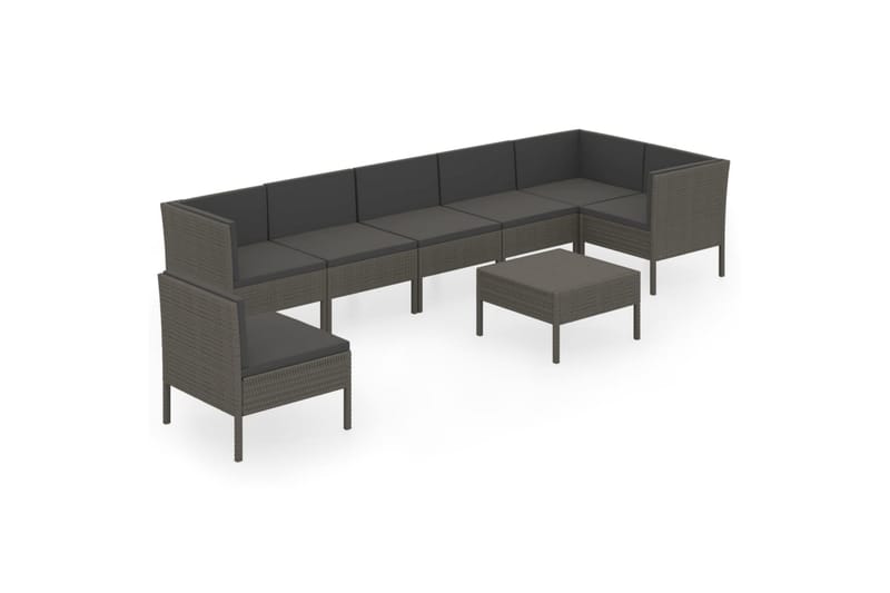 loungesæt til haven 8 dele med hynder polyrattan grå - Grå - Havemøbler - Loungemøbler - Loungesæt