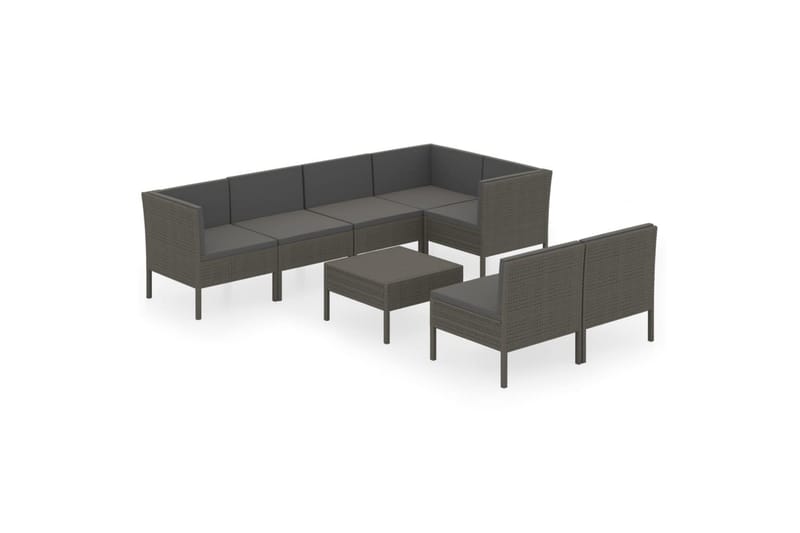 loungesæt til haven 8 dele med hynder polyrattan grå - Grå - Havemøbler - Loungemøbler - Loungesæt