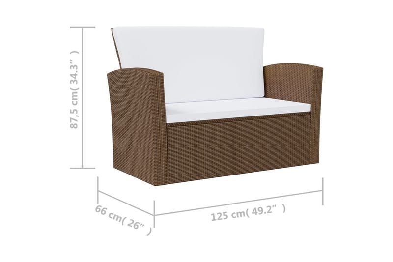 loungesæt til haven 8 dele med hynder polyrattan brun - Brun - Havemøbler - Loungemøbler - Loungesæt