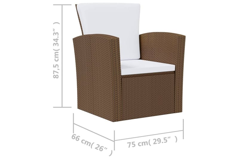 loungesæt til haven 8 dele med hynder polyrattan brun - Brun - Havemøbler - Loungemøbler - Loungesæt