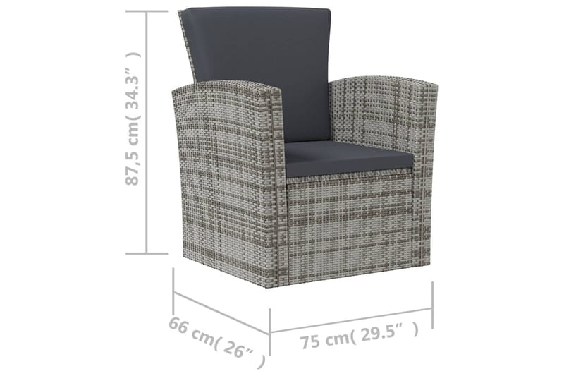 loungesæt til haven 8 dele med hynder polyrattan grå - Grå - Havemøbler - Loungemøbler - Loungesæt