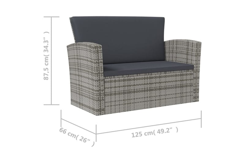 loungesæt til haven 8 dele med hynder polyrattan grå - Grå - Havemøbler - Loungemøbler - Loungesæt
