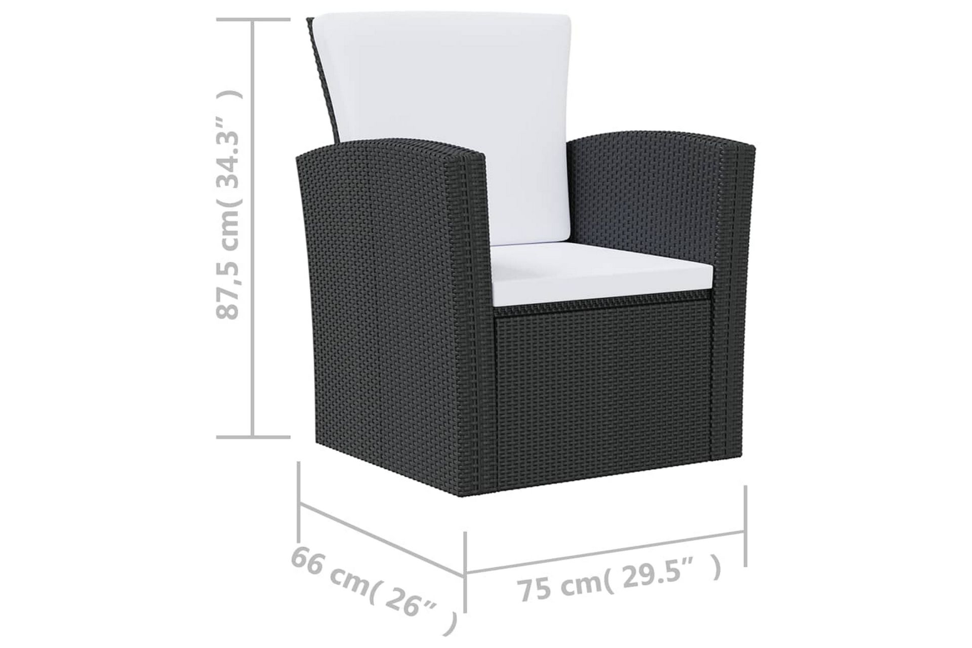 loungesæt til haven 8 dele med hynder polyrattan sort - Sort - Havemøbler - Loungemøbler - Loungesæt