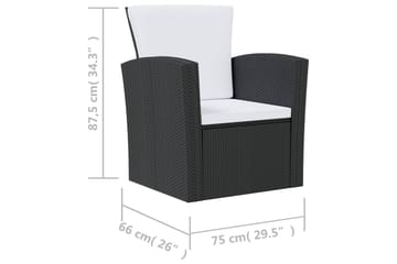 loungesæt til haven 8 dele med hynder polyrattan sort - Sort - Havemøbler - Loungemøbler - Loungesæt