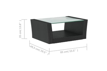 loungesæt til haven 8 dele med hynder polyrattan sort - Sort - Havemøbler - Loungemøbler - Loungesæt