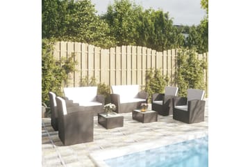 loungesæt til haven 8 dele med hynder polyrattan sort - Sort - Havemøbler - Loungemøbler - Loungesæt
