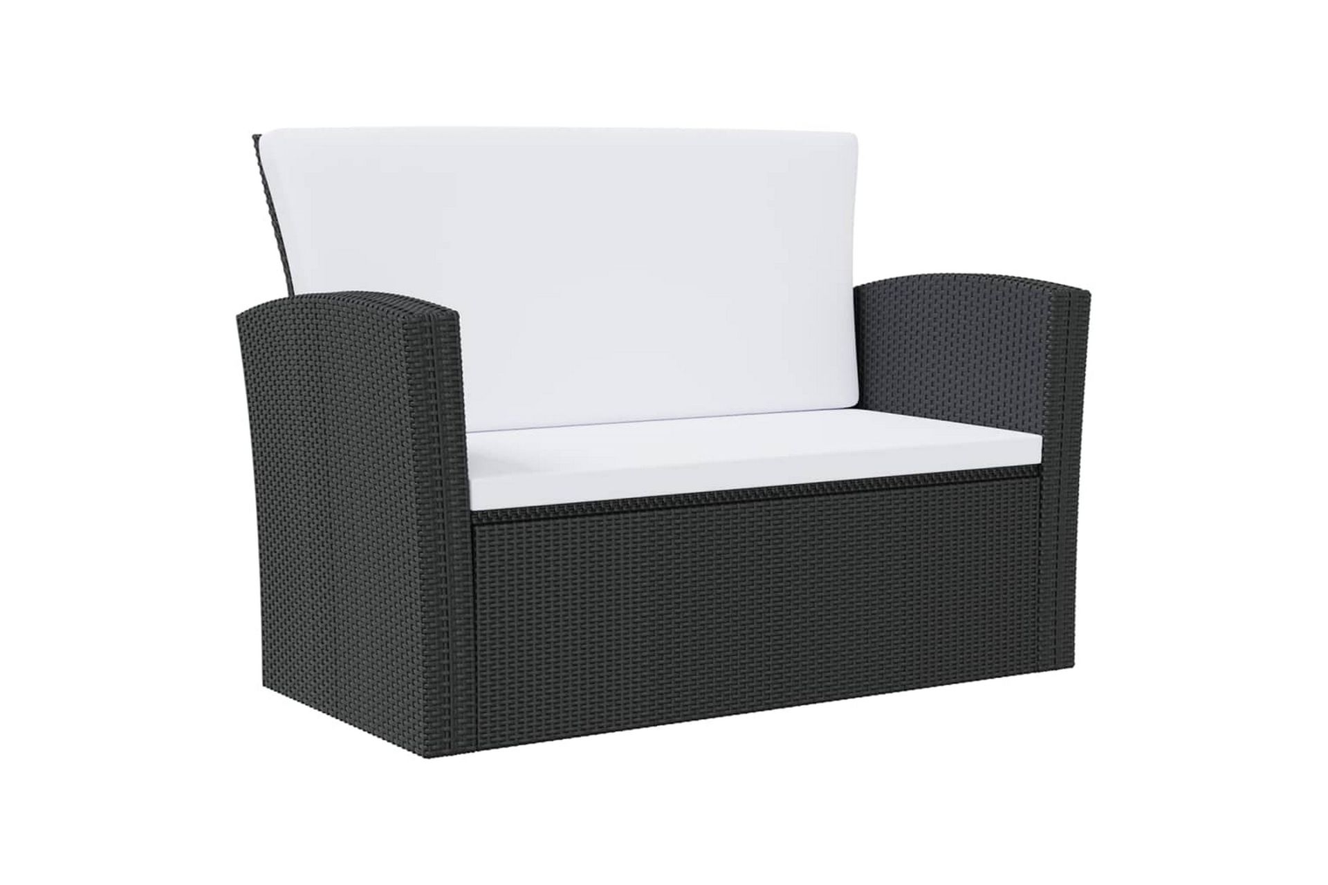 loungesæt til haven 8 dele med hynder polyrattan sort - Sort - Havemøbler - Loungemøbler - Loungesæt