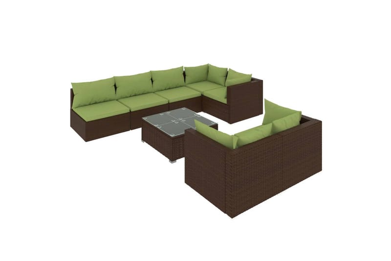 loungesæt til haven 8 dele med hynder polyrattan brun - Brun - Altanmøbler - Sofagrupper udendørs - Lounges�æt