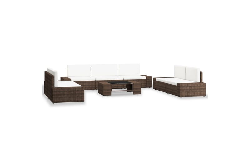 Loungesæt Til Haven 8 Dele Polyrattan Brun - Brun - Havemøbler - Loungemøbler - Loungesæt
