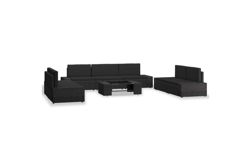 Loungesæt Til Haven 8 Dele Polyrattan Sort - Sort - Havemøbler - Loungemøbler - Loungesæt
