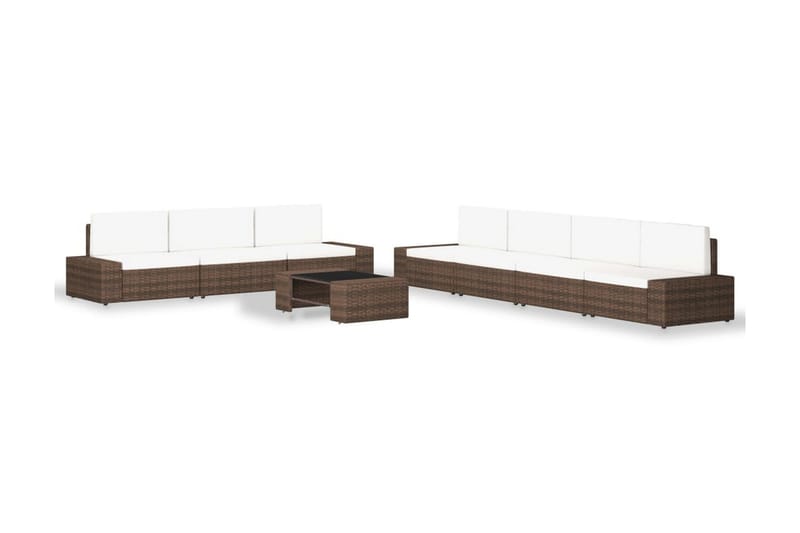 Loungesæt Til Haven 8 Dele Polyrattan Brun - Brun - Havemøbler - Loungemøbler - Loungesæt