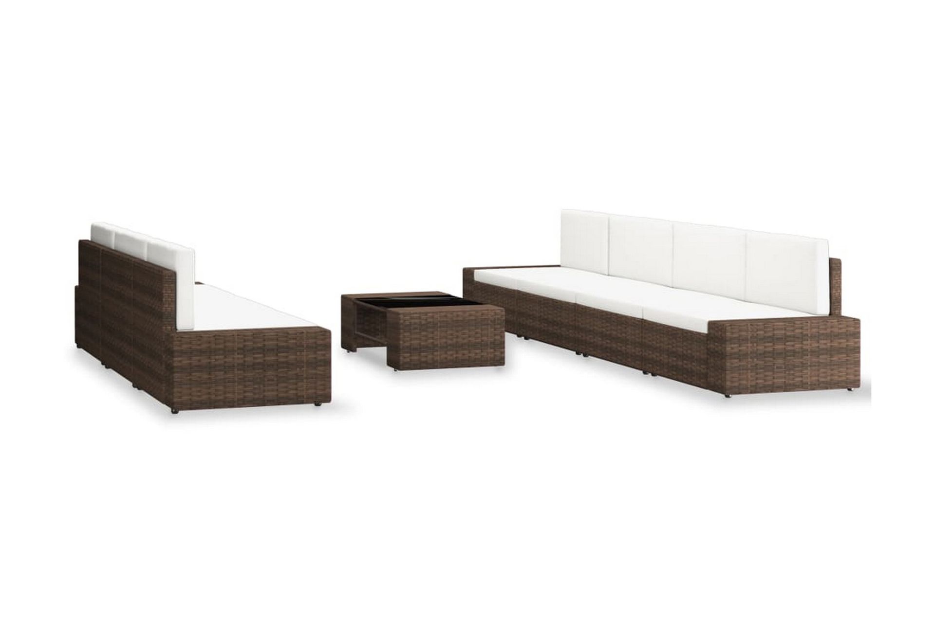 Loungesæt Til Haven 8 Dele Polyrattan Brun - Brun - Havemøbler - Loungemøbler - Loungesæt