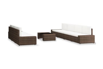 Loungesæt Til Haven 8 Dele Polyrattan Brun - Brun - Havemøbler - Loungemøbler - Loungesæt