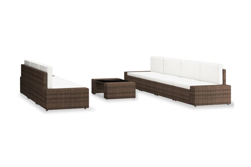 Loungesæt Til Haven 8 Dele Polyrattan Brun - Brun - Havemøbler - Loungemøbler - Loungesæt