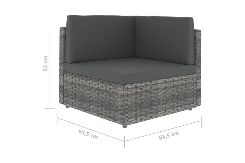 loungesæt til haven 9 dele med hynder polyrattan grå - Grå - Havemøbler - Loungemøbler - Loungesæt