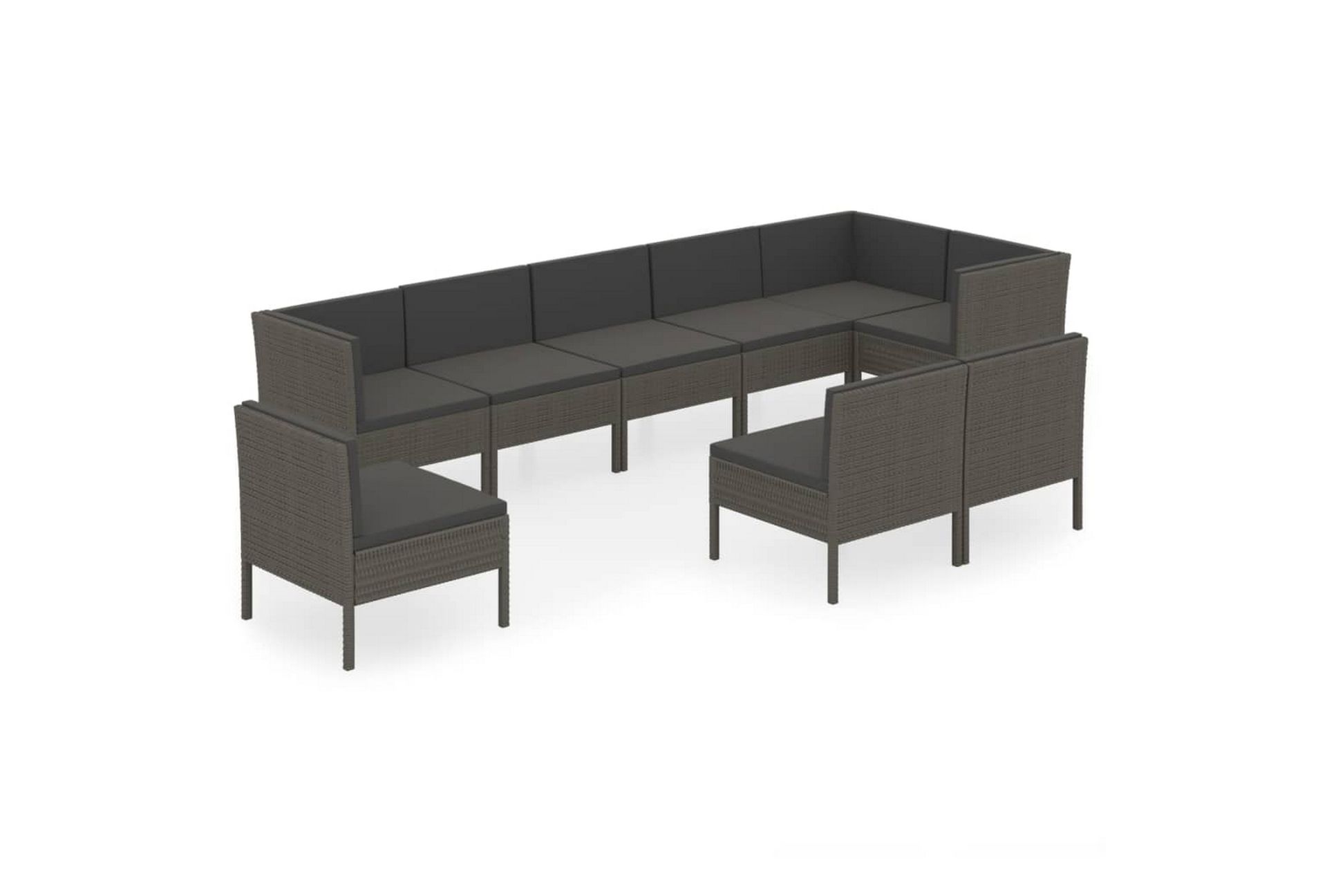 loungesæt til haven 9 dele med hynder polyrattan grå - Grå - Havemøbler - Loungemøbler - Loungesæt