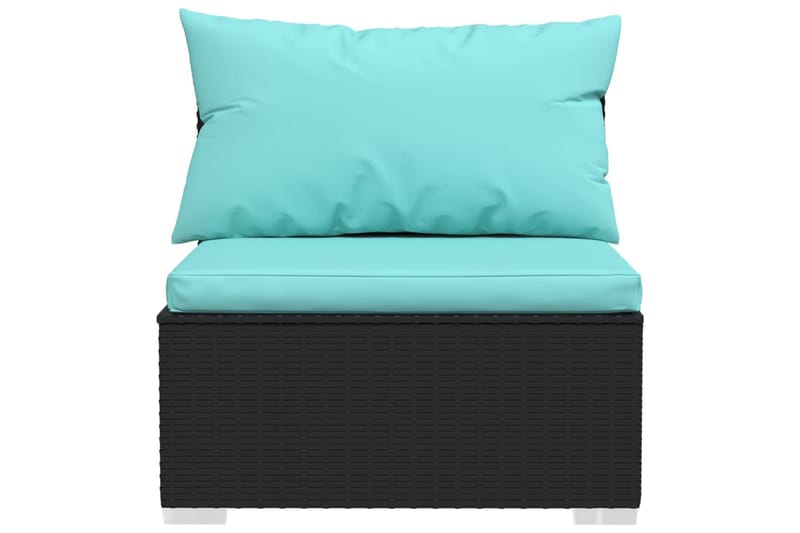 loungesæt til haven 9 dele med hynder polyrattan sort - Sort - Havemøbler - Loungemøbler - Loungesæt