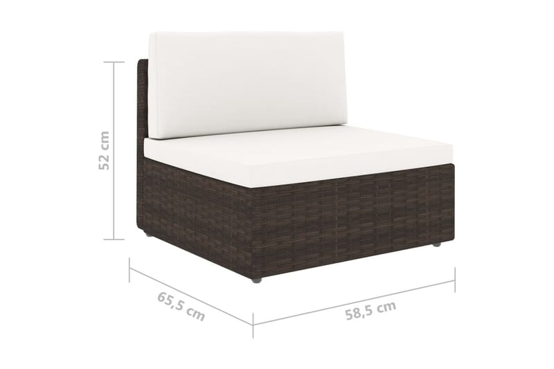 loungesæt til haven med hynder 5 dele polyrattan brun - Brun - Havemøbler - Loungemøbler - Loungesæt