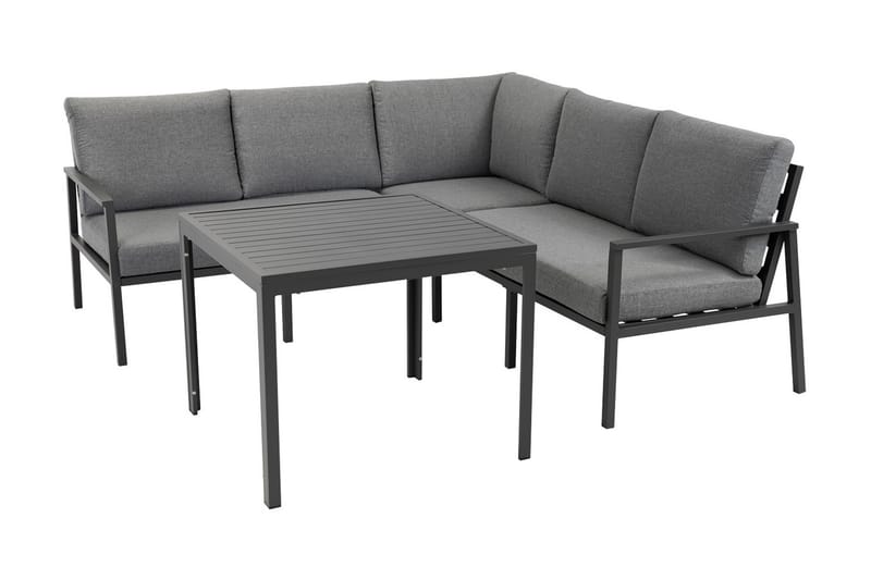 Møbelsæt ADRIAN bord og hjørnesofa Mørkegrå - Altanmøbler - Sofagrupper udendørs - Loungesæt