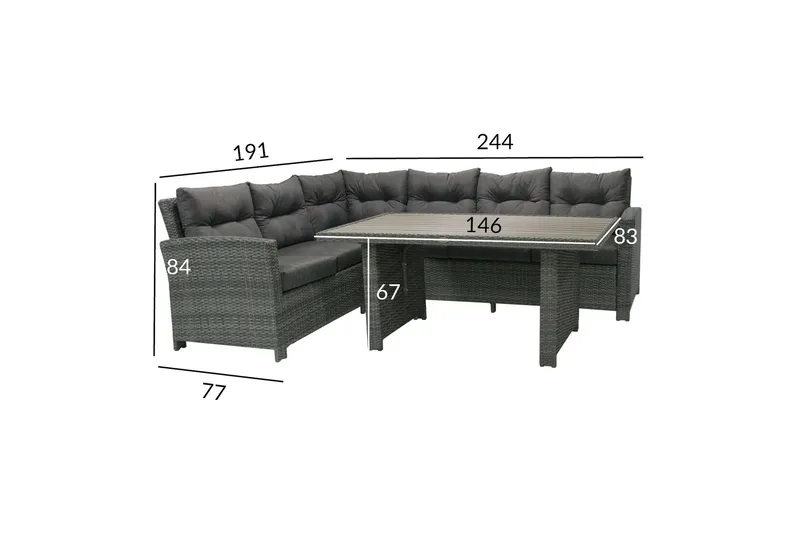 Møbelsæt PAVIA Hjørnesofa med bord og puder - Havemøbler - Loungemøbler - Loungesæt