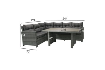 Møbelsæt PAVIA Hjørnesofa med bord og puder - Havemøbler - Loungemøbler - Loungesæt